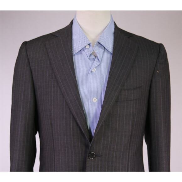 Borrelli Napoli Gray Striped Wool Suit Jacket Blazer Flawed 36S - Picture 3 of 14
